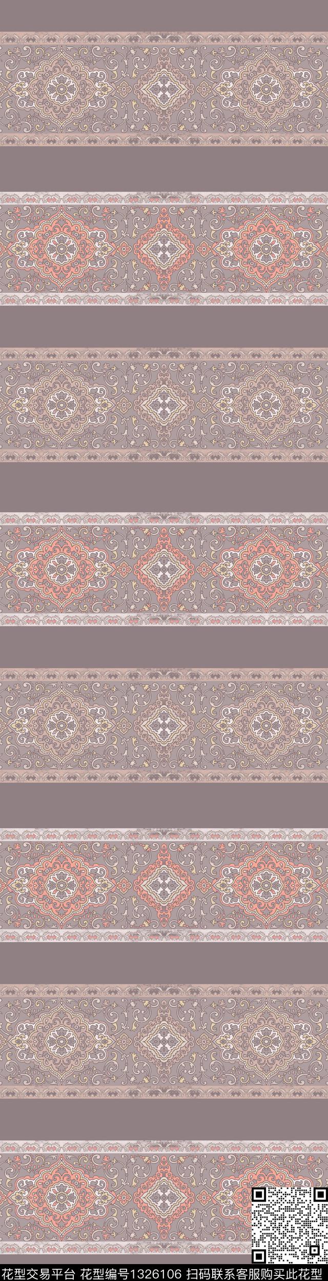 2020-5.jpg - 1326106 - 数码花型 传统纹样 民族风 - 数码印花花型 － 床品花型设计 － 瓦栏