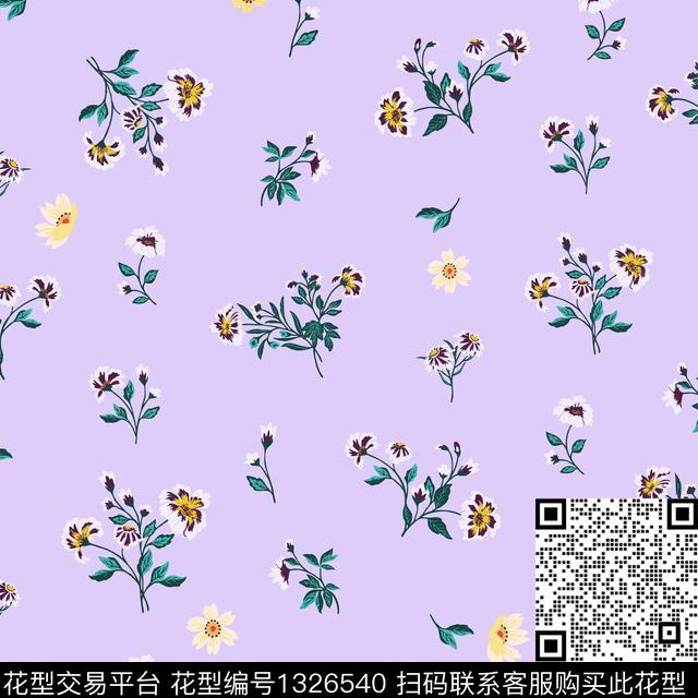 花卉满印-01.jpg - 1326540 - 数码花型 几何 小碎花 - 数码印花花型 － 女装花型设计 － 瓦栏