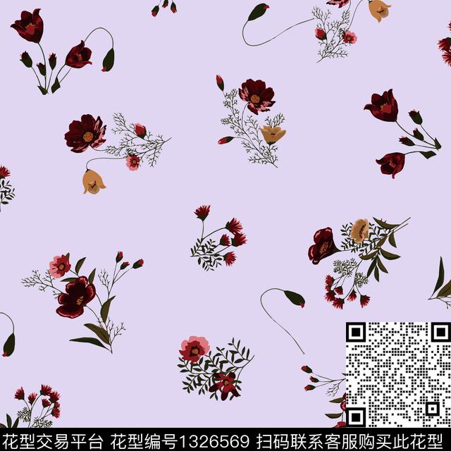 树枝花-分层.jpg - 1326569 - 数码花型 几何 小碎花 - 数码印花花型 － 女装花型设计 － 瓦栏