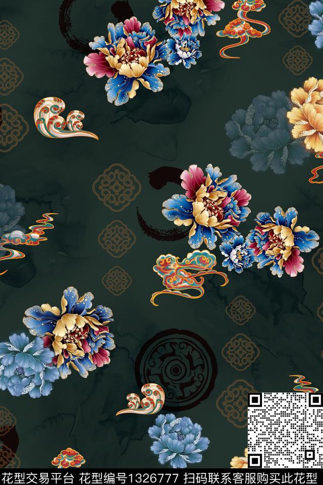 花卉中国风中老年数码印花花型下载（图片编号: 1326777） - 瓦栏（Walan）
