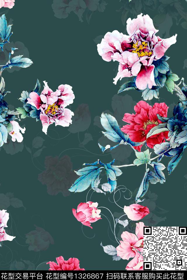 dear-2097.jpg - 1326867 - 香云纱 旗袍 中国 - 数码印花花型 － 女装花型设计 － 瓦栏