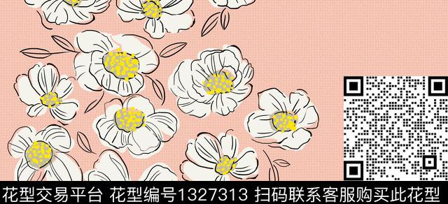 20200522A.jpg - 1327313 - 定位花 趋势花型 清爽底花卉 - 传统印花花型 － 床品花型设计 － 瓦栏