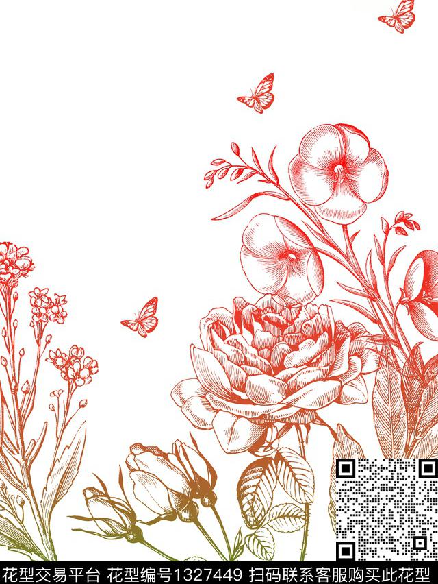 0015270.jpg - 1327449 - 趋势花型 连衣裙 抽象花卉 - 传统印花花型 － 女装花型设计 － 瓦栏