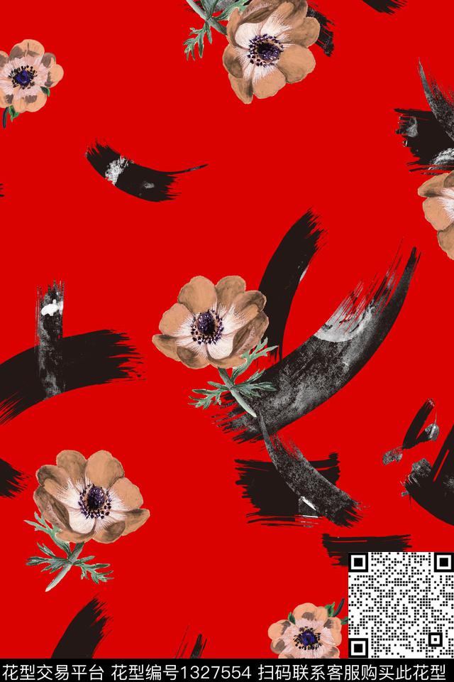 绿植树叶沙滩花卉数码印花花型下载（图片编号: 1327554） - 瓦栏（Walan）