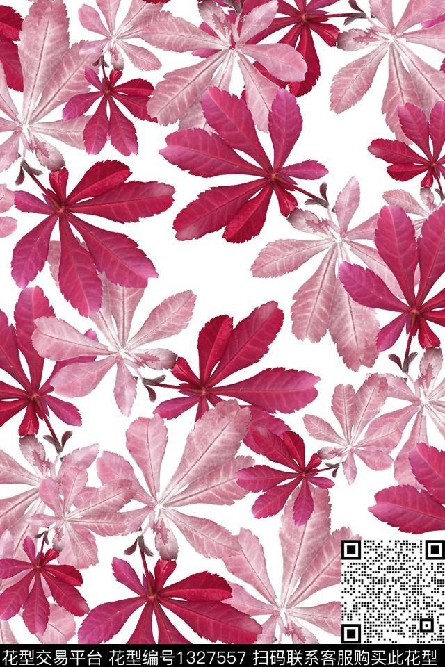 花卉枫叶大牌风数码印花花型下载（图片编号: 1327557） - 瓦栏（Walan）