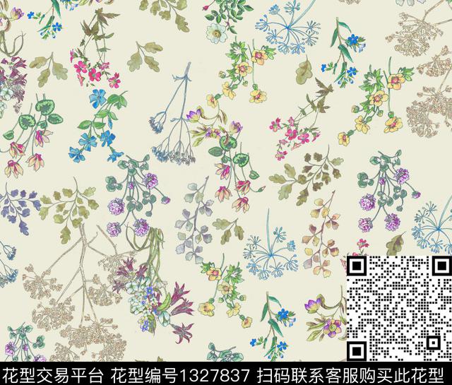 花卉满印-17.jpg - 1327837 - 花卉 绿植 绿植树叶 - 数码印花花型 － 女装花型设计 － 瓦栏