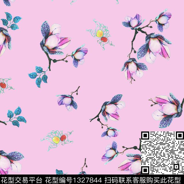 花卉满印-24.jpg - 1327844 - 绿植树叶 花卉 1/2接 - 数码印花花型 － 女装花型设计 － 瓦栏