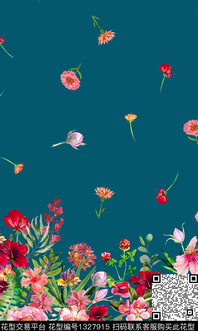 定位花床品花卉数码印花花型下载（图片编号: 1327915） - 瓦栏（Walan）