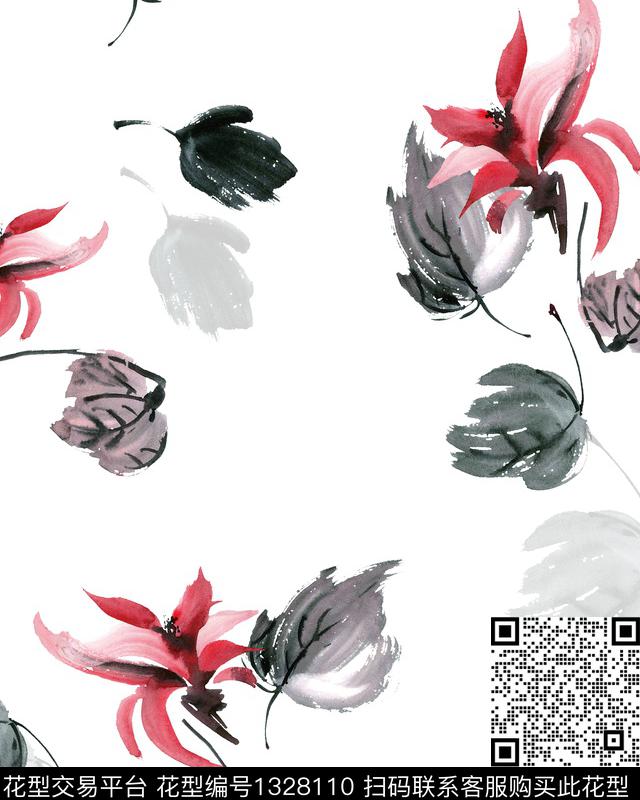 8331.jpg - 1328110 - 绿植树叶 花卉 植物 - 数码印花花型 － 女装花型设计 － 瓦栏