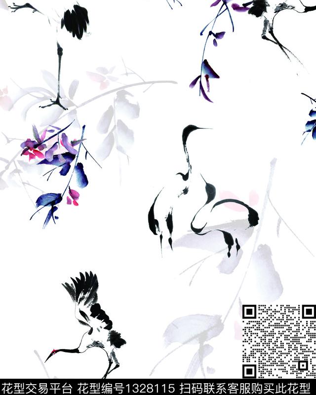 8355.jpg - 1328115 - 绿植树叶 动物纹 花卉 - 数码印花花型 － 女装花型设计 － 瓦栏