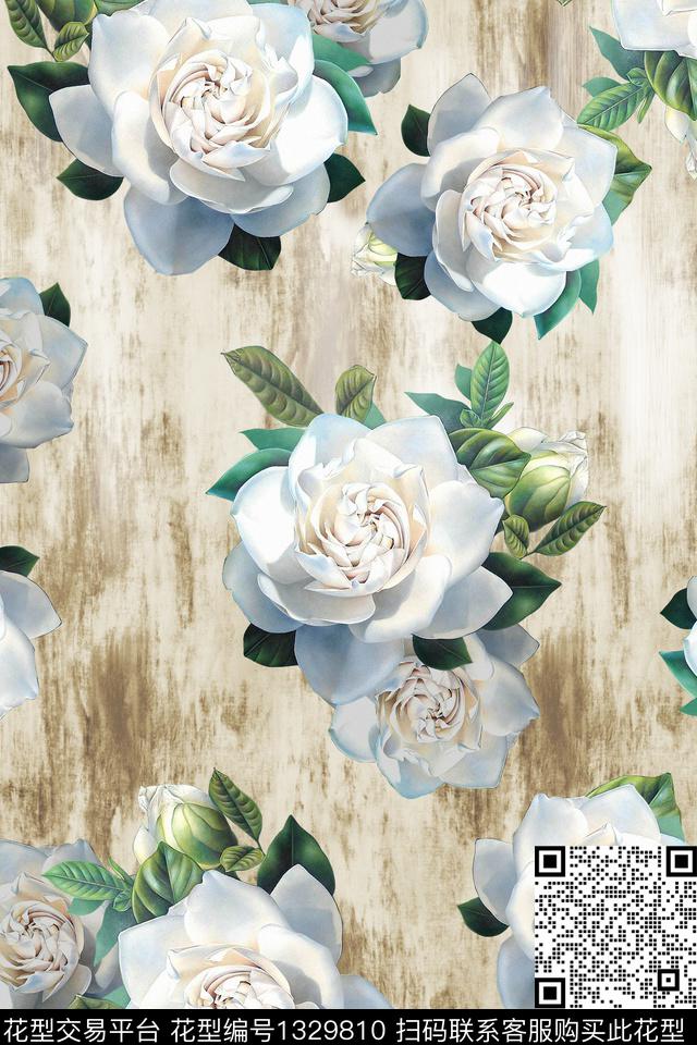 趋势花型花卉大牌风数码印花花型下载（图片编号: 1329810） - 瓦栏（Walan）