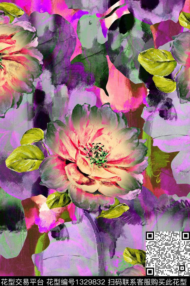 CM38-2.jpg - 1329832 - 幻彩花卉 满版女装 油画花型 - 数码印花花型 － 女装花型设计 － 瓦栏