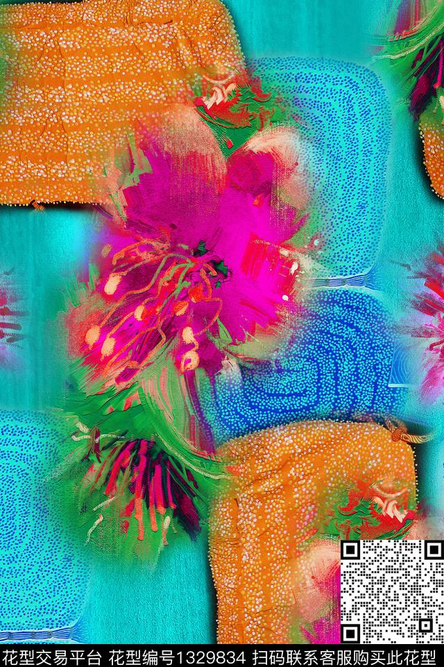 CM39-1.jpg - 1329834 - 几何花卉 油画花型 秋冬花型 - 数码印花花型 － 女装花型设计 － 瓦栏