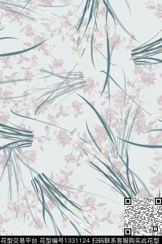 兰花花卉小碎花数码印花花型下载（图片编号: 1331124） - 瓦栏（Walan）