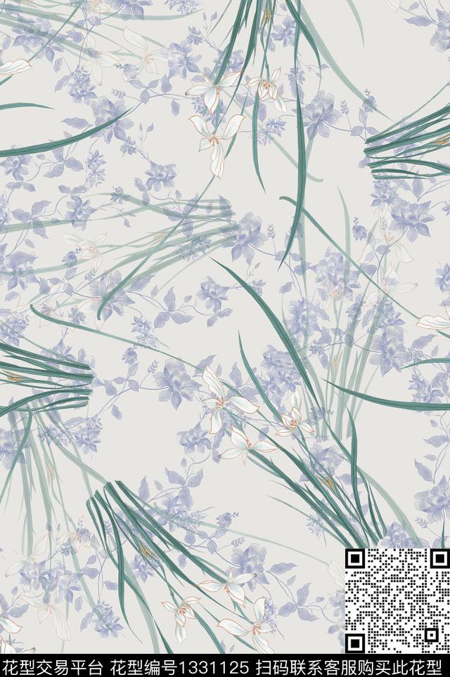 兰花花卉小碎花数码印花花型下载（图片编号: 1331125） - 瓦栏（Walan）