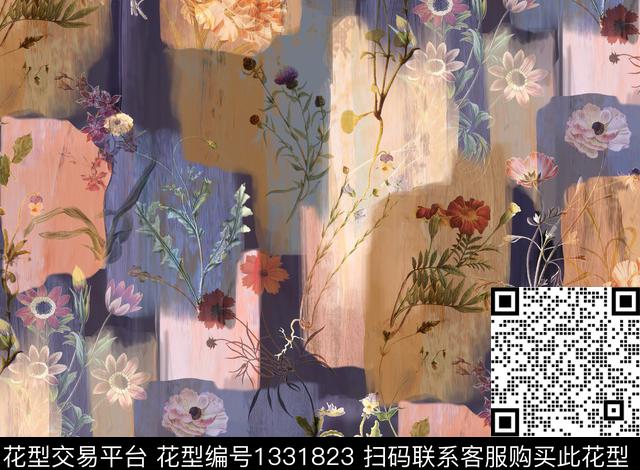 标本花笔刷叠加.jpg - 1331823 - 几何 水彩笔刷 标本花卉 - 数码印花花型 － 箱包花型设计 － 瓦栏