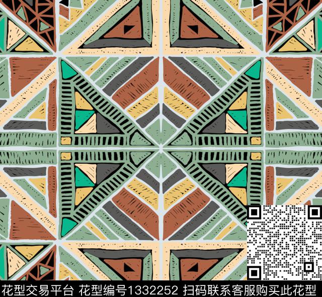 几何大牌风秋冬花型传统印花花型下载（图片编号: 1332252） - 瓦栏（Walan）