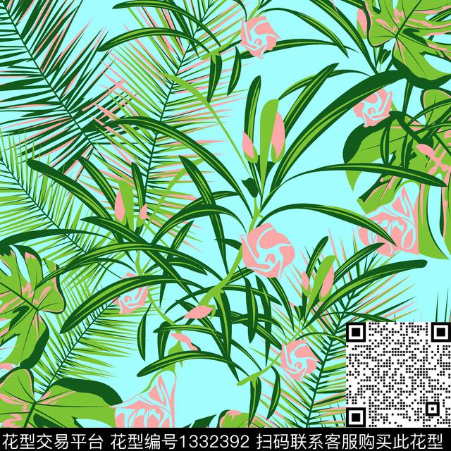 2020-37.jpg - 1332392 - 沙滩裤系列 网纱雪纺系列 茂密丛林 - 传统印花花型 － 其他花型设计 － 瓦栏