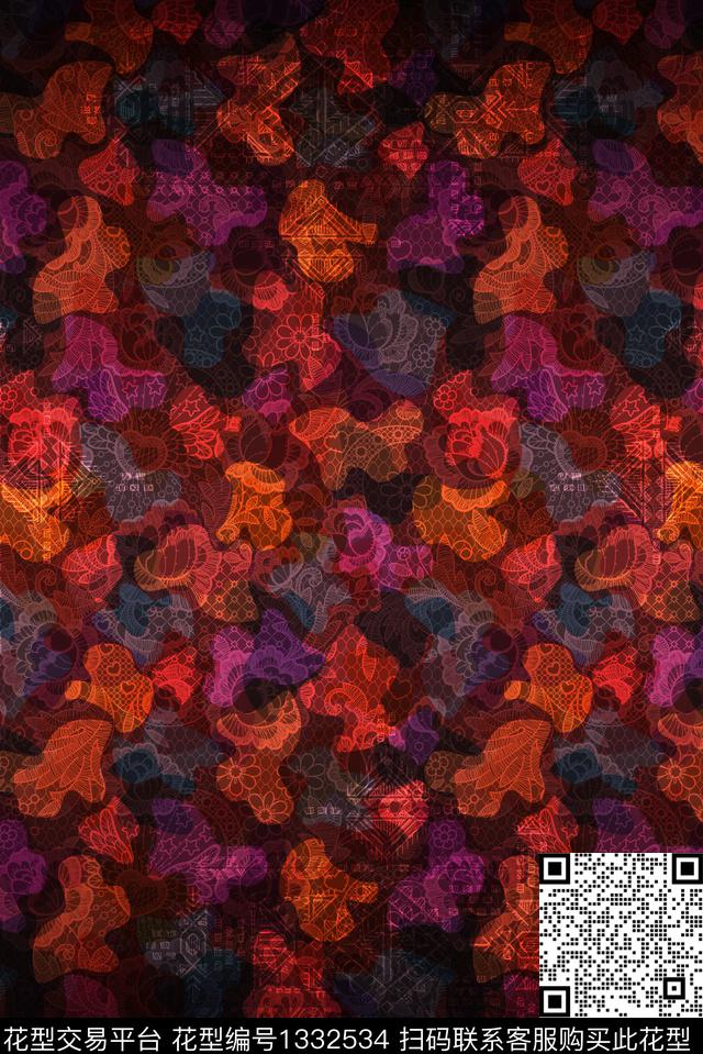 man头2.jpg - 1332534 - 花卉 抽象 蕾丝底纹 - 数码印花花型 － 女装花型设计 － 瓦栏