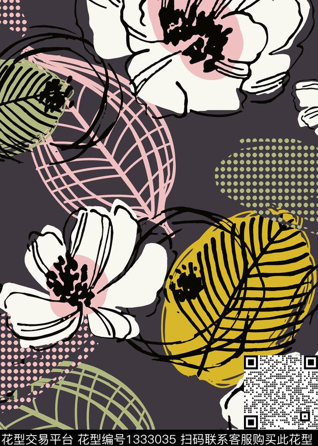 WL-20200606-4.jpg - 1333035 - 几何 女装 抽象 - 传统印花花型 － 女装花型设计 － 瓦栏