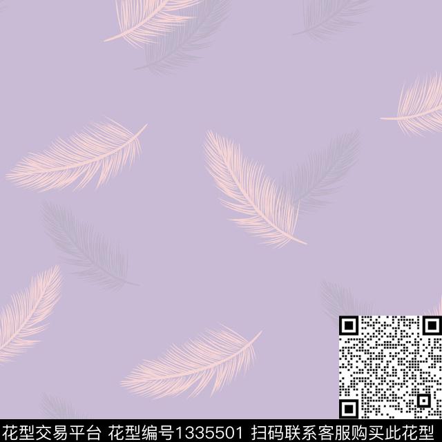 羽毛子.jpg - 1335501 - 趋势花型 羽毛 动物 - 传统印花花型 － 床品花型设计 － 瓦栏