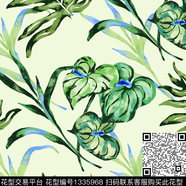 女装大牌风热带花型传统印花花型下载（图片编号: 1335968） - 瓦栏（Walan）