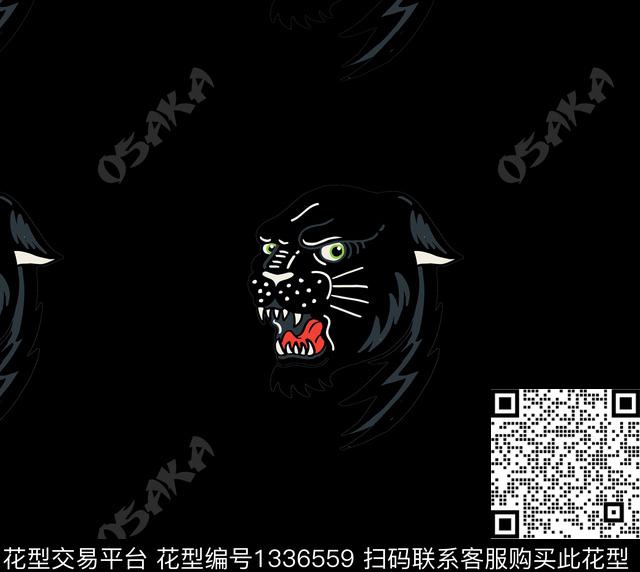 男装平面-01.jpg - 1336559 - 老虎豹子 艺术手绘动物 涂鸦剪影动物 - 传统印花花型 － 男装花型设计 － 瓦栏
