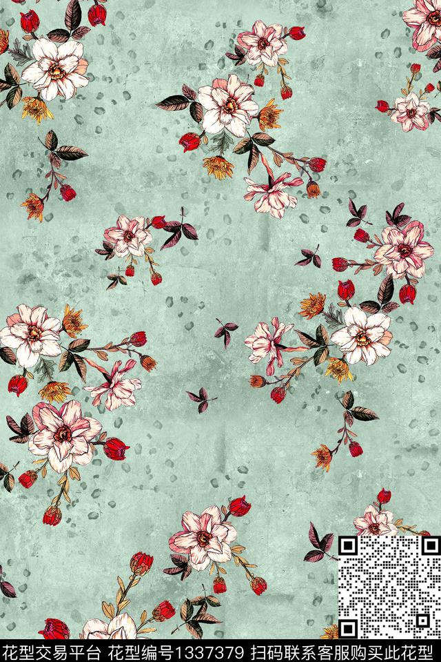 MZ05B01.jpg - 1337379 - 绿植树叶 花卉 小碎花 - 数码印花花型 － 女装花型设计 － 瓦栏