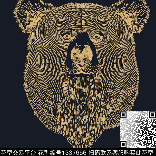 4.jpg - 1337656 - 动物头 男装 熊 - 传统印花花型 － 男装花型设计 － 瓦栏