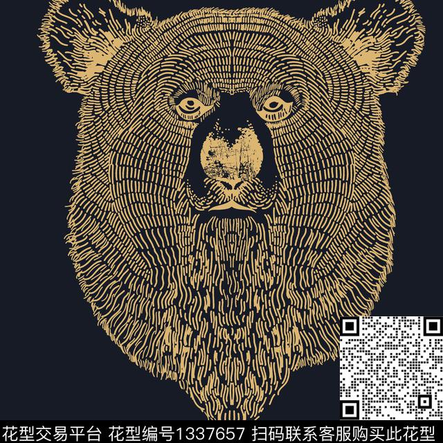 4.jpg - 1337657 - 动物头 男装 熊 - 传统印花花型 － 男装花型设计 － 瓦栏