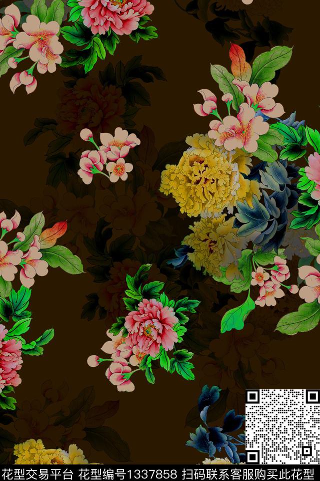 dear-20162.jpg - 1337858 - 旗袍 香云纱 中国 - 数码印花花型 － 女装花型设计 － 瓦栏