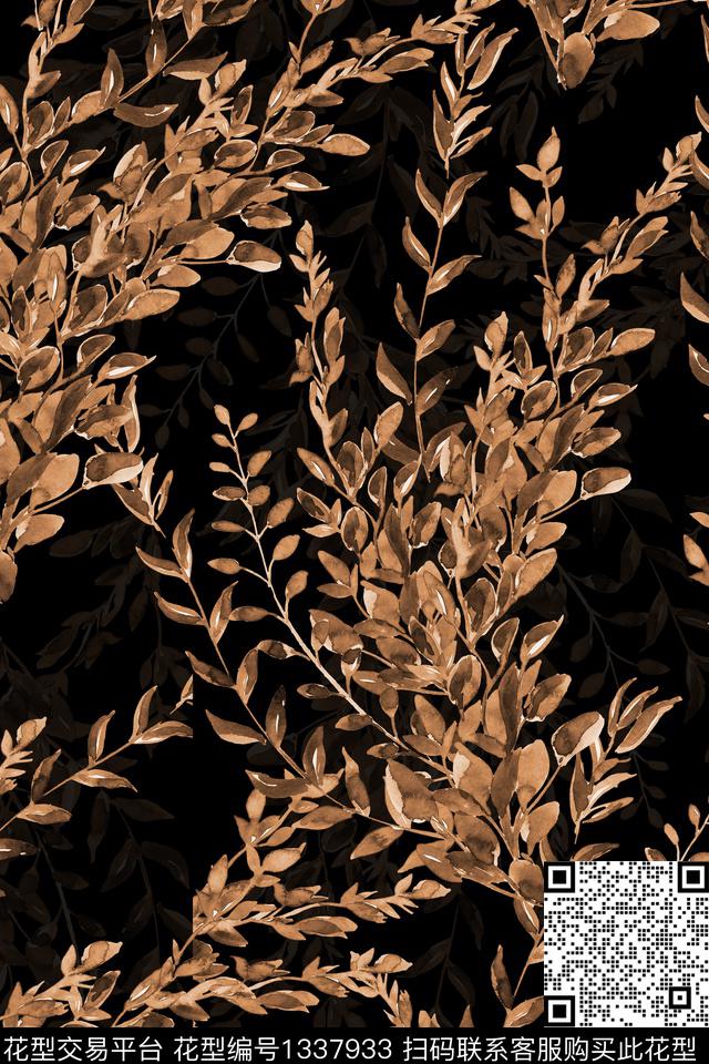花卉大牌风植物数码印花花型下载（图片编号: 1337933） - 瓦栏（Walan）