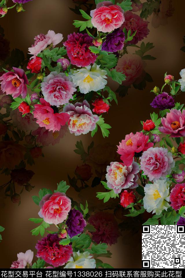 dear-20167.jpg - 1338026 - 旗袍 香云纱 中国 - 数码印花花型 － 女装花型设计 － 瓦栏