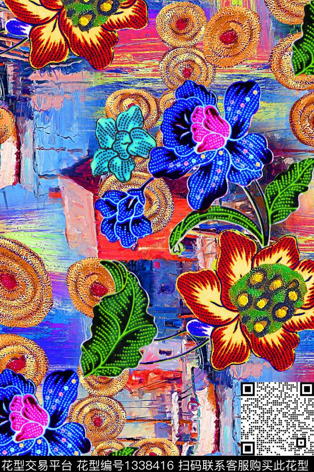 CM56-1.jpg - 1338416 - 几何花卉 秋冬花型 油画花型 - 数码印花花型 － 女装花型设计 － 瓦栏