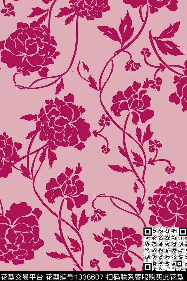 MEF002c.jpg - 1338607 - 时尚 花卉 大牌风 - 传统印花花型 － 女装花型设计 － 瓦栏
