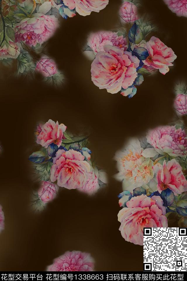 dear-20168.jpg - 1338663 - 旗袍 香云纱 中国 - 数码印花花型 － 女装花型设计 － 瓦栏
