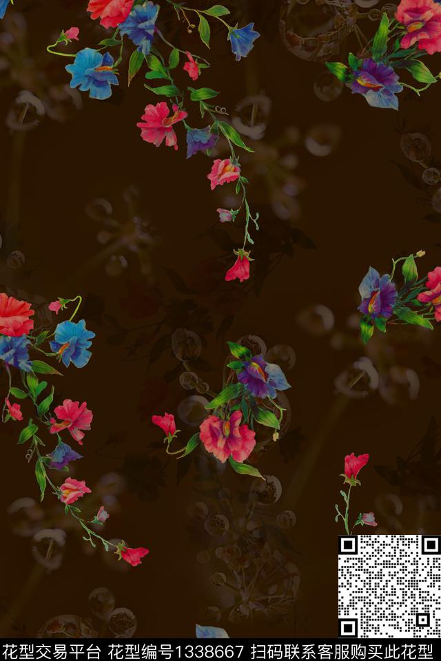 dear-20170.jpg - 1338667 - 旗袍 香云纱 中国 - 数码印花花型 － 女装花型设计 － 瓦栏