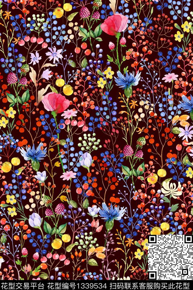 女装花卉植物数码印花花型下载（图片编号: 1339534） - 瓦栏（Walan）