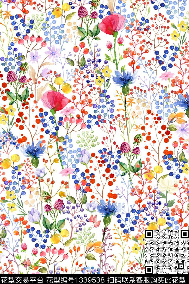 女装花卉植物数码印花花型下载（图片编号: 1339538） - 瓦栏（Walan）