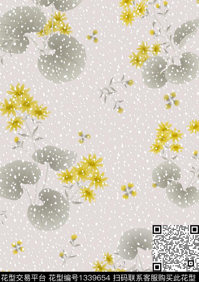 花卉小清新星点数码印花花型下载（图片编号: 1339654） - 瓦栏（Walan）