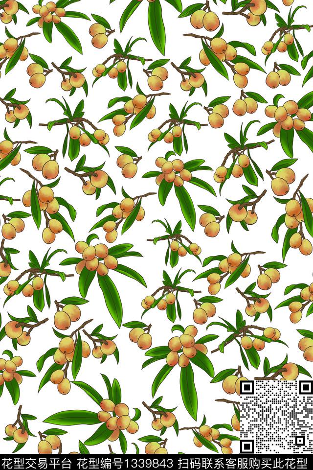 2020720.jpg - 1339843 - 植物 小碎花 枇杷 - 数码印花花型 － 女装花型设计 － 瓦栏