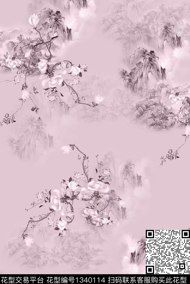 MZ05B19.jpg - 1340114 - 花卉 大牌风 中国 - 数码印花花型 － 女装花型设计 － 瓦栏