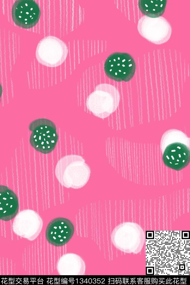 dian.jpg - 1340352 - 粉色 波点 线条 - 数码印花花型 － 女装花型设计 － 瓦栏