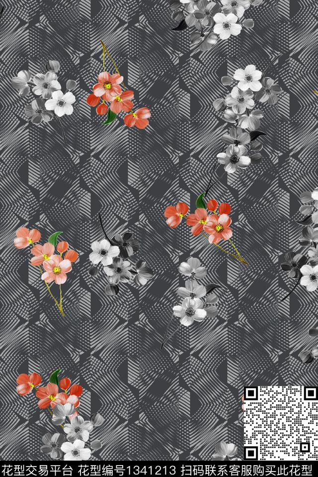 P270.jpg - 1341213 - 格子 几何 花卉 - 数码印花花型 － 女装花型设计 － 瓦栏