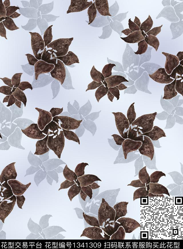 国画花卉小碎花数码印花花型下载（图片编号: 1341309） - 瓦栏（Walan）