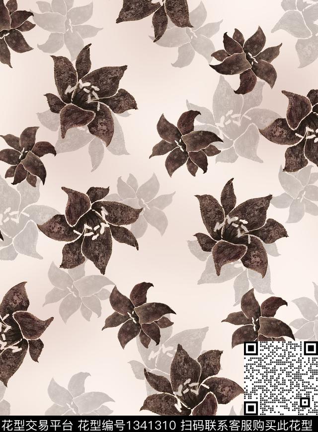 国画花卉小碎花数码印花花型下载（图片编号: 1341310） - 瓦栏（Walan）