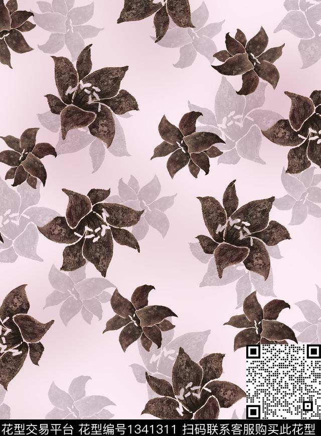 国画花卉小碎花数码印花花型下载（图片编号: 1341311） - 瓦栏（Walan）