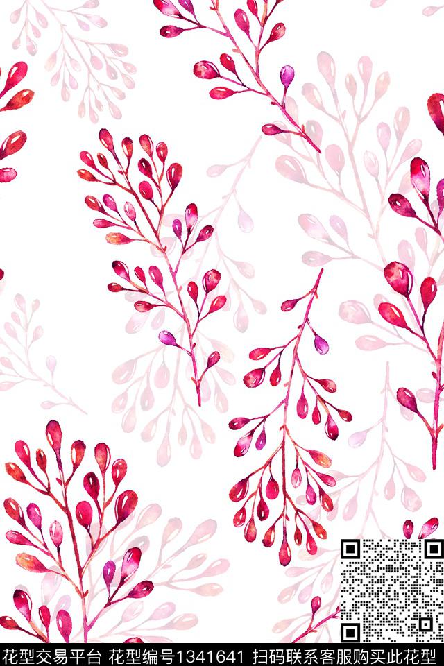 花卉春夏花型清爽底花卉数码印花花型下载（图片编号: 1341641） - 瓦栏（Walan）