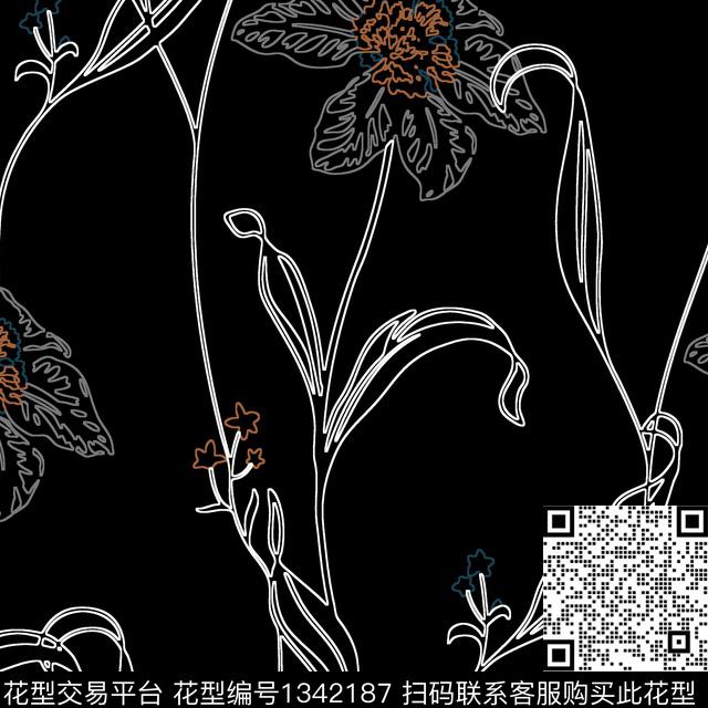 WL-20200709-3.jpg - 1342187 - 绿植树叶 抽象花卉 男装 - 传统印花花型 － 女装花型设计 － 瓦栏