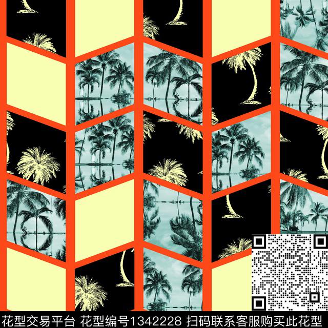20200710-3.jpg - 1342228 - 椰子树 纸印花 几何 - 传统印花花型 － 女装花型设计 － 瓦栏
